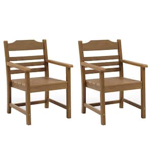 2-piece Casual Plastic Outdoor Dining Chair in Brown