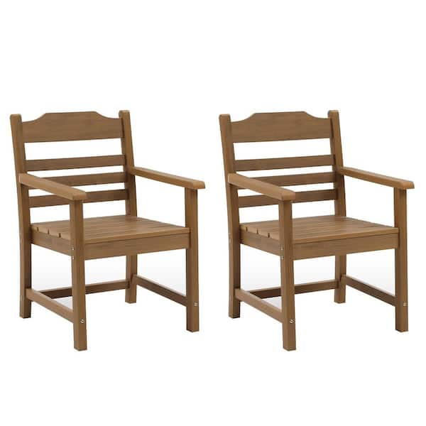 Zeus & Ruta 2-piece Casual Plastic Outdoor Dining Chair in Brown
