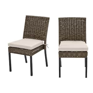 Laguna Point Brown Wicker Outdoor Patio Dining Chair with CushionGuard Almond Tan Cushions (2-Pack)