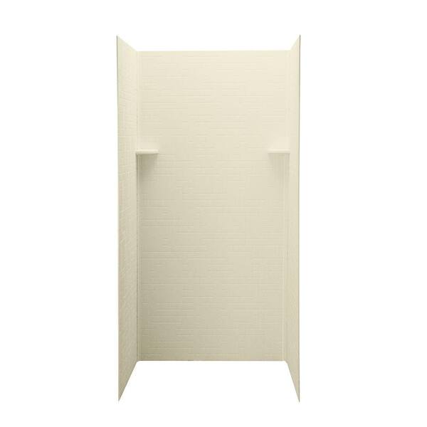 Swan Geometric 36 in. x 36 in. x 72 in. 3-Piece Easy Up Adhesive Shower Wall Kit in Bone