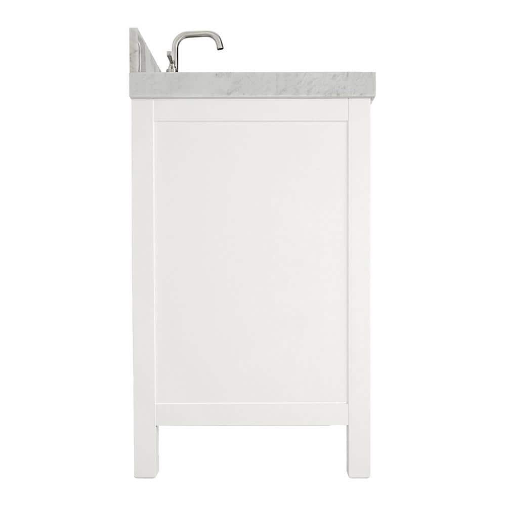 Cambridge 42'' White Wood Single Bathroom Vanity with Carrara Marble Top