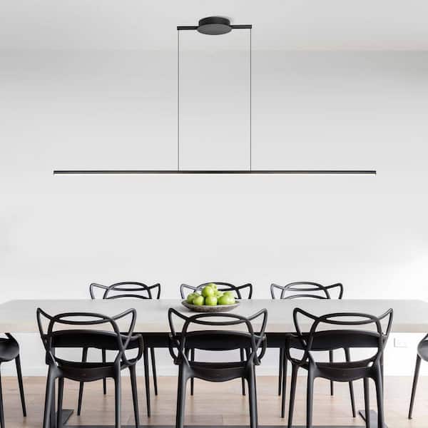 Zane 47.24 in. Matte Black Integrated 3000K LED Linear Adjustable Kitchen Island Pendant Light