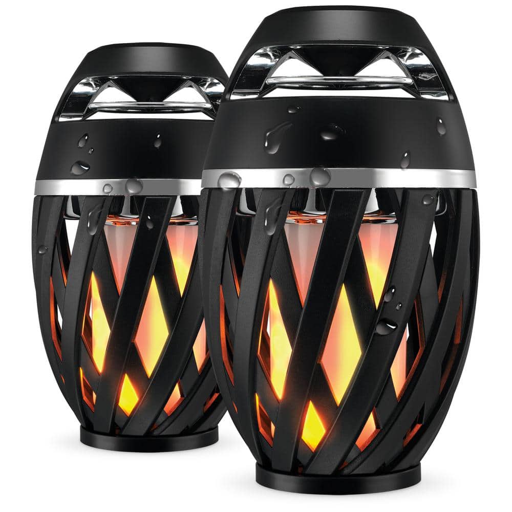 TIKI Ultra IPX4 Water-Resistant Bluetooth Speaker with LED Flickering Flame Effect, Black, Set of 2 -  iLive, ISBW374BDL