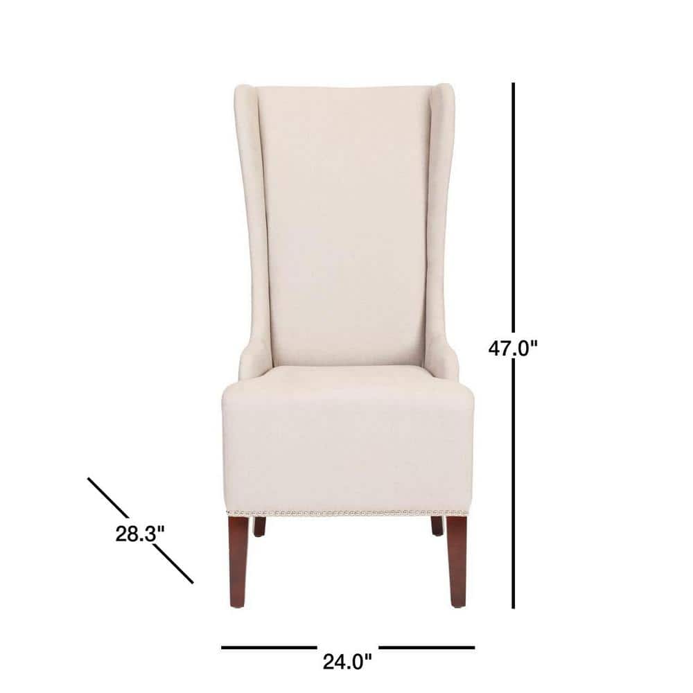 Beige Linen High Back Parsons Side Chair