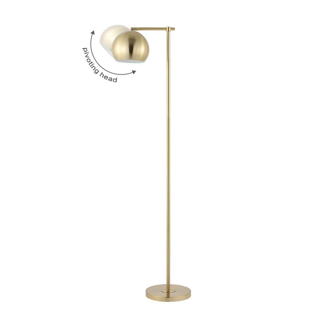 Eva 58.5" Satin Gold Metal Arc Floor Lamp with Dimmable LED