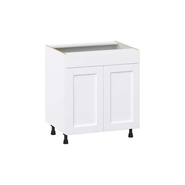 J COLLECTION Mancos Bright White Shaker Assembled Sink Base Kitchen Cabinet with a False Front (30 in. W x 34.5 in. H x 24 in. D)