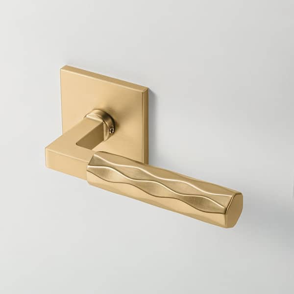 Hailey Champagne Gold Heavy Duty Modern Interior Dummy Door Handle Square Plate and Concealed Screws (Double Dummy)