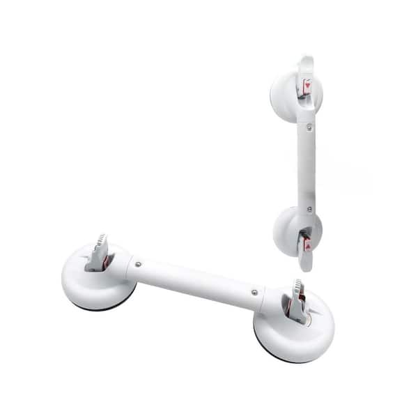 17 in. L Suction Grab Bar for Shower Heavy Duty Non-Slip Bathroom Handle w/ Strong Suction for Elderly & Disabled White