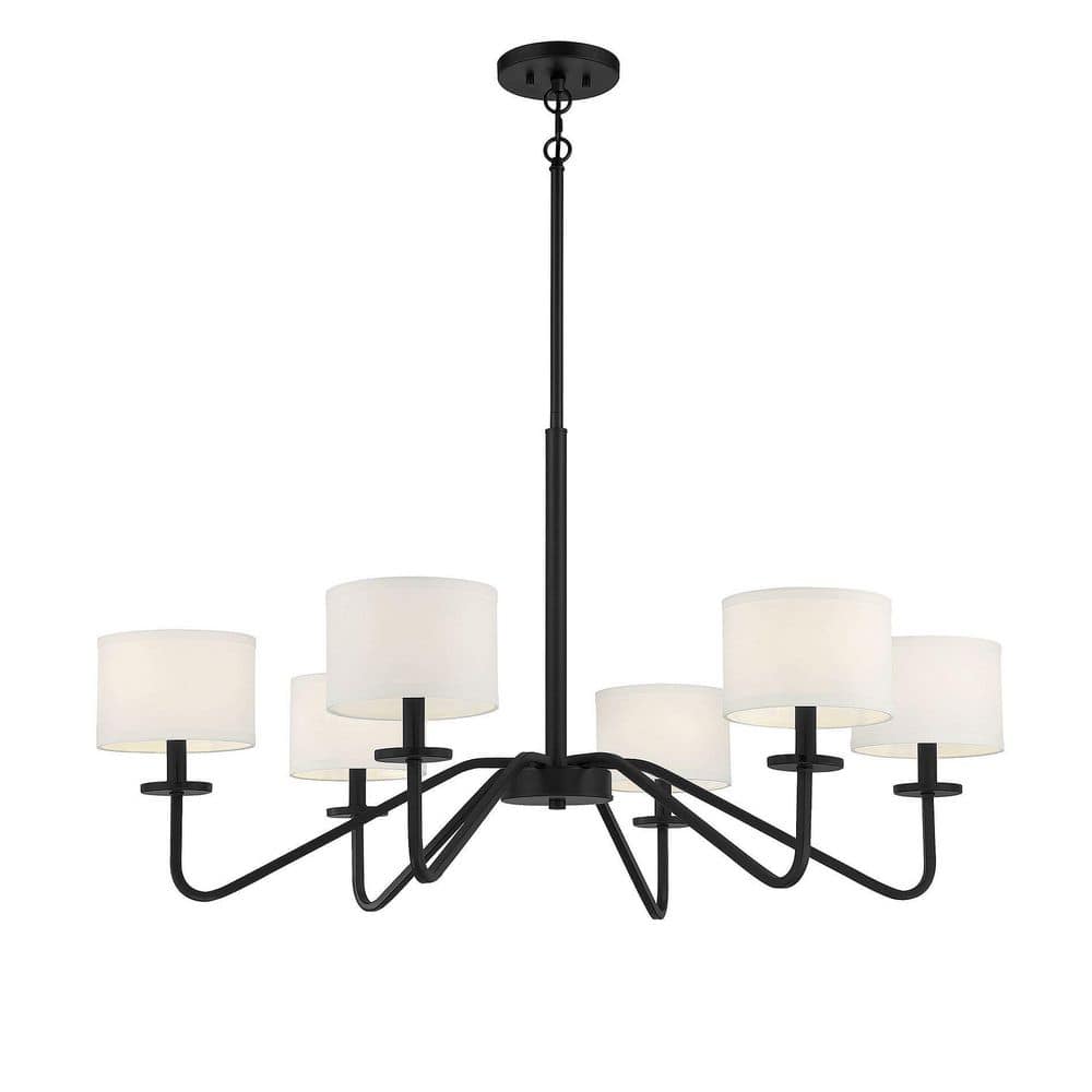 Matte Black 6-Light Candelabra Chandelier with Easy Installation
