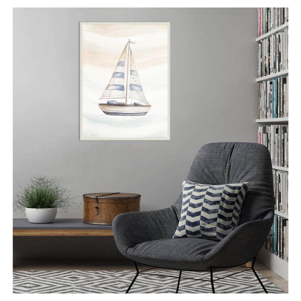 Nautical Sailboat Canvas Print with Beaded Frame
