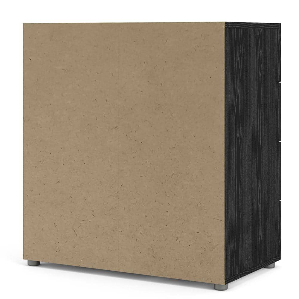 Sleek Black Woodgrain 4-Drawer Bedroom Chest