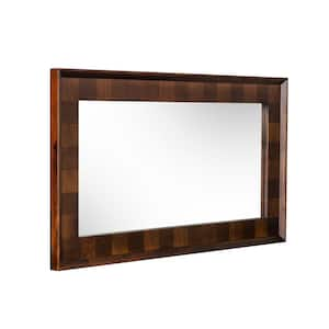 Shane Dark Mango 32 in. W x 43 in. H Modern Rectangle Wood Framed Mirror