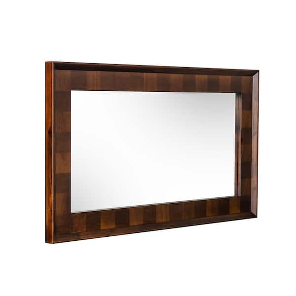 Shane Dark Mango 32 in. W x 43 in. H Modern Rectangle Wood Framed Mirror