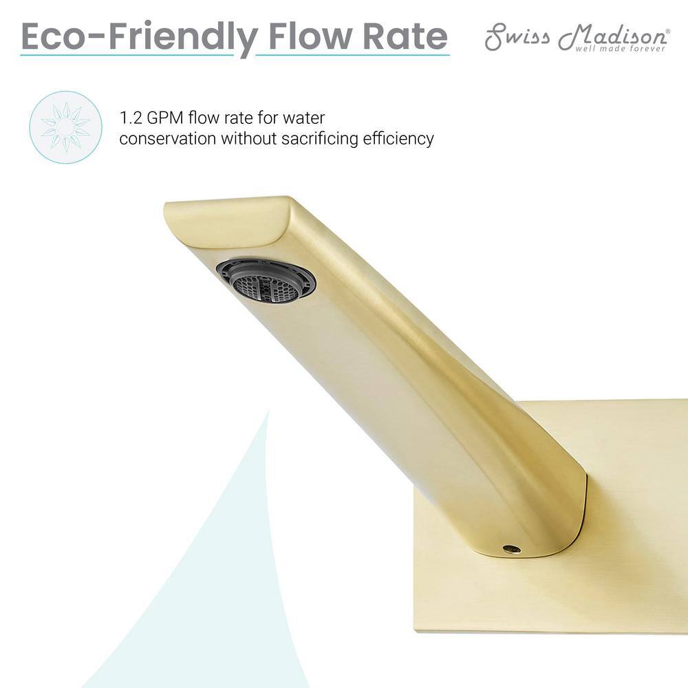 Monaco Brushed Gold Wall-Mount Single-Handle Bathroom Faucet