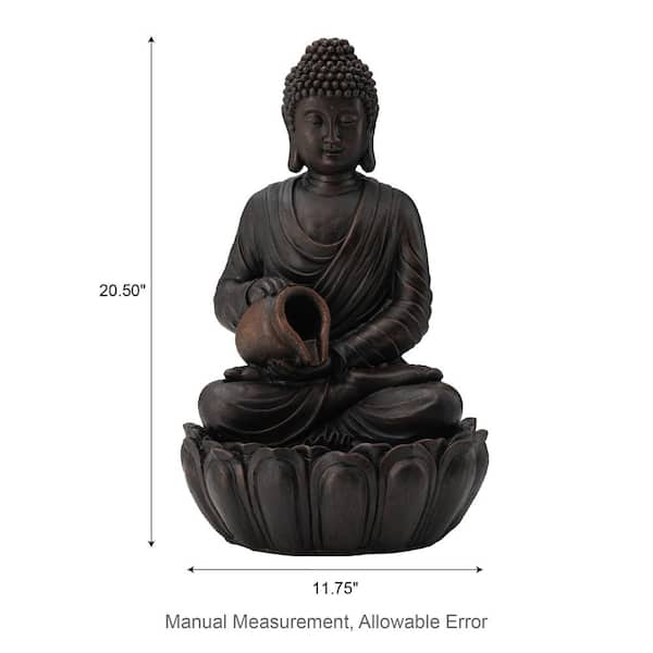 Glitzhome 20.5 in. H Outdoor Zen-Style 2-Tiered Buddha