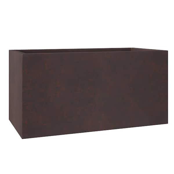 Leisuremod Bloom 19.7 in. Brown, Fiberstone and Clay Planter Rectangular for Indoor and Outdoor
