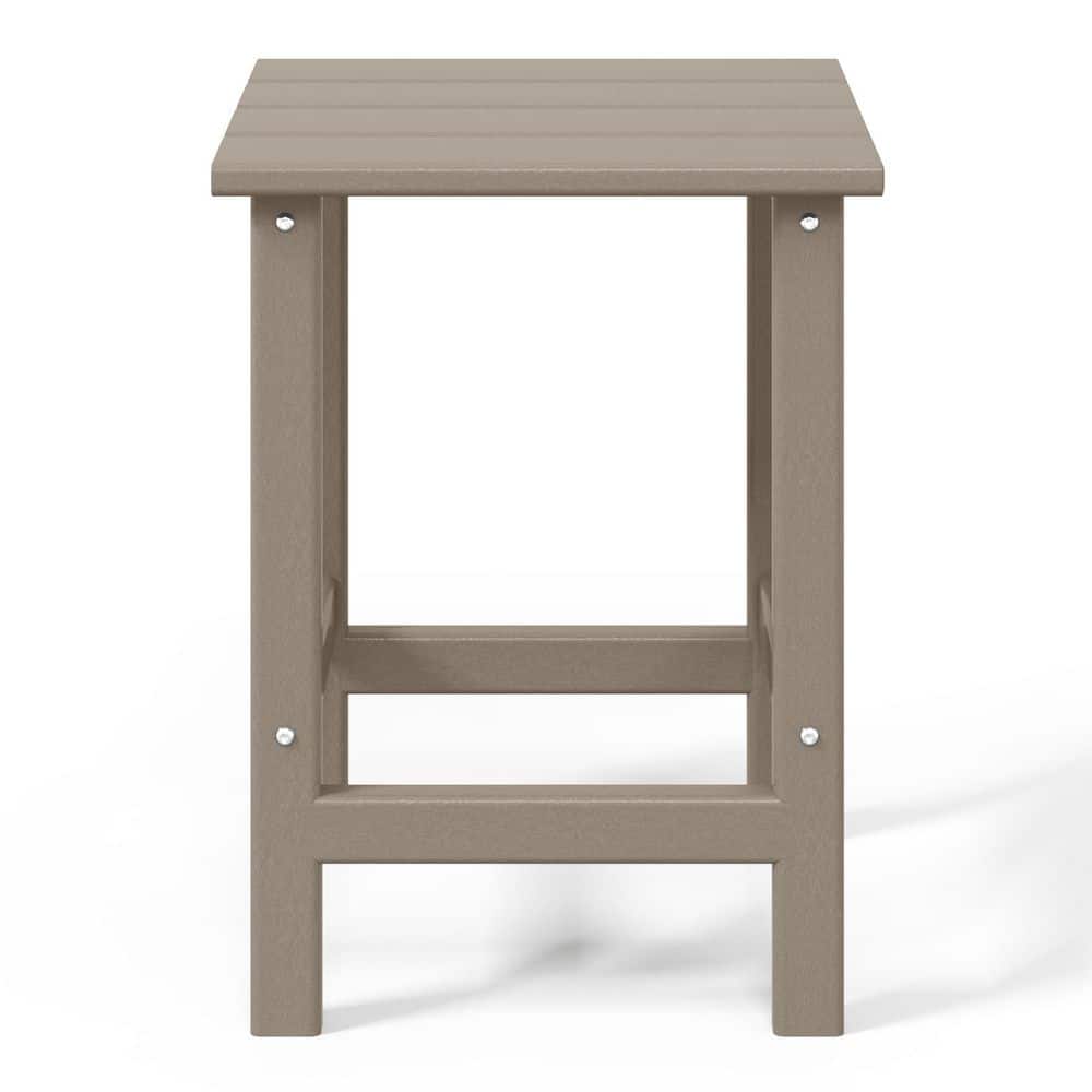 Weathered Wood HDPE Outdoor Patio Square Side Table
