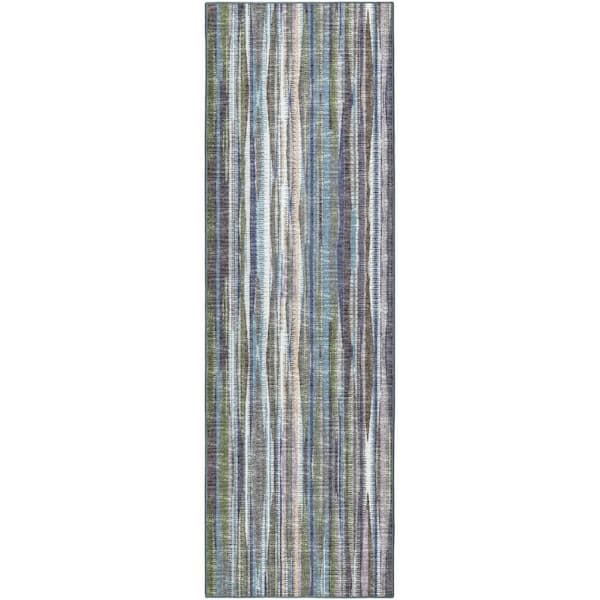 3 X 12 Blue, Ivory Ombre Runner Rug