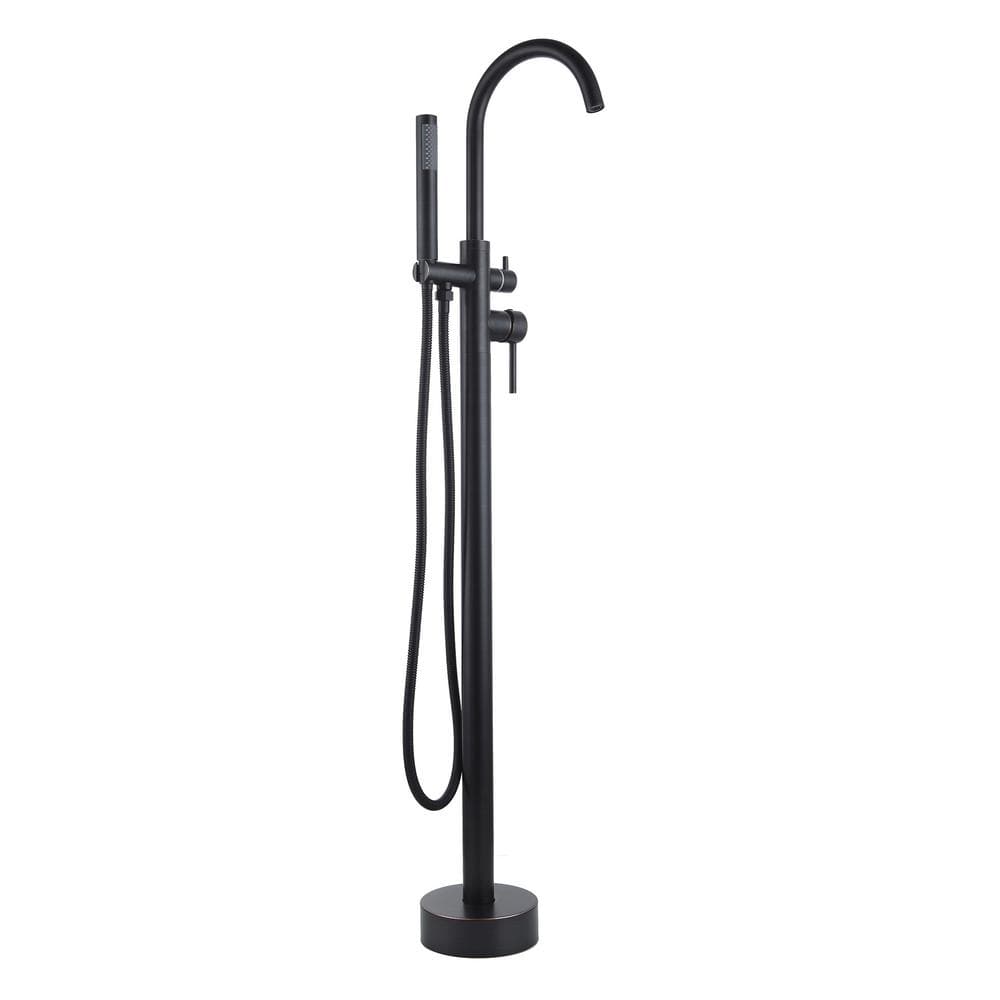 LB680006ORB 1-Handle Freestanding Floor Mount Tub Filler Faucet with Hand Shower in Oil Rubbed Bronze -  LANBO