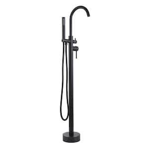 LB680006ORB 1-Handle Freestanding Floor Mount Tub Filler Faucet with Hand Shower in Oil Rubbed Bronze