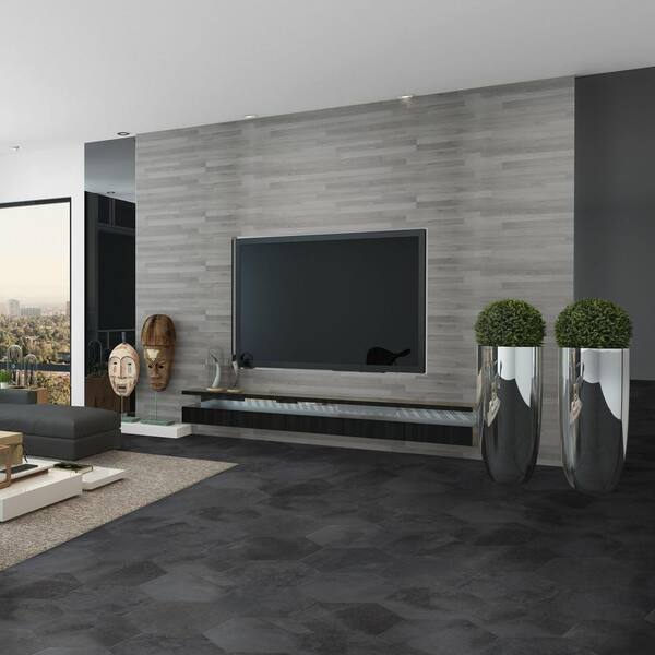 Metro Anthracite Hexagon 14 In X 16 In Matte Glazed Porcelain Floor And Wall Tile 10 07 Sq Ft Case Met4039esa