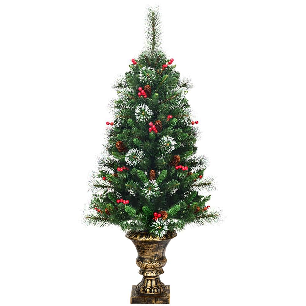Costway 4 ft. Unlit Slim Fraser Fir Artificial Christmas Tree Set of 2
