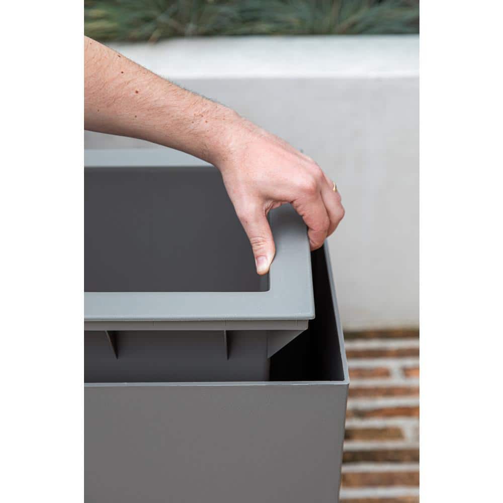 Gray Rectangular Polypropylene Outdoor Planter, 24" x 30"