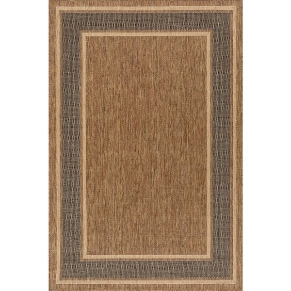 Marienne Bordered Black 4 ft. x 6 ft. Outdoor Area Rug
