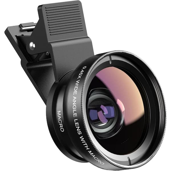 OBJLGEV 2 in 1 Phone Camera Lens Kit 0.45X Wide Angle 12.5X Macro Clip-On for iPhone Samsung Android Smartphones