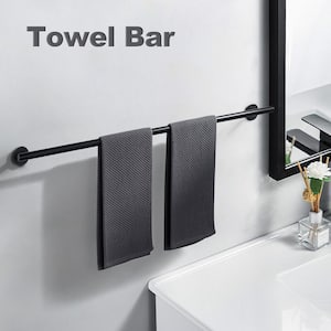 36 in. Stainless Steel Wall Mounted Single Towel Bar in Matte Black