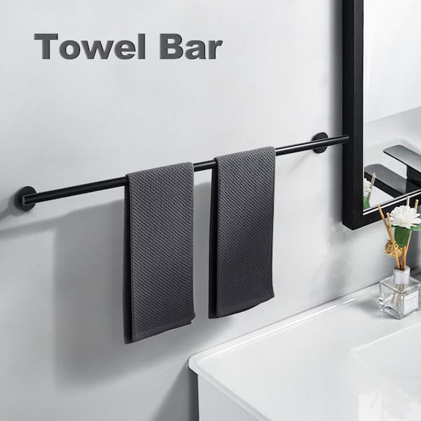 36 in. Stainless Steel Wall Mounted Single Towel Bar in Matte Black