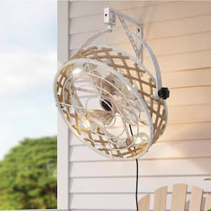 20 in.Indoor Vintage Rattan Beige Cage Ceiling Fan with Light and Remote for Outdoor Coverd Patio