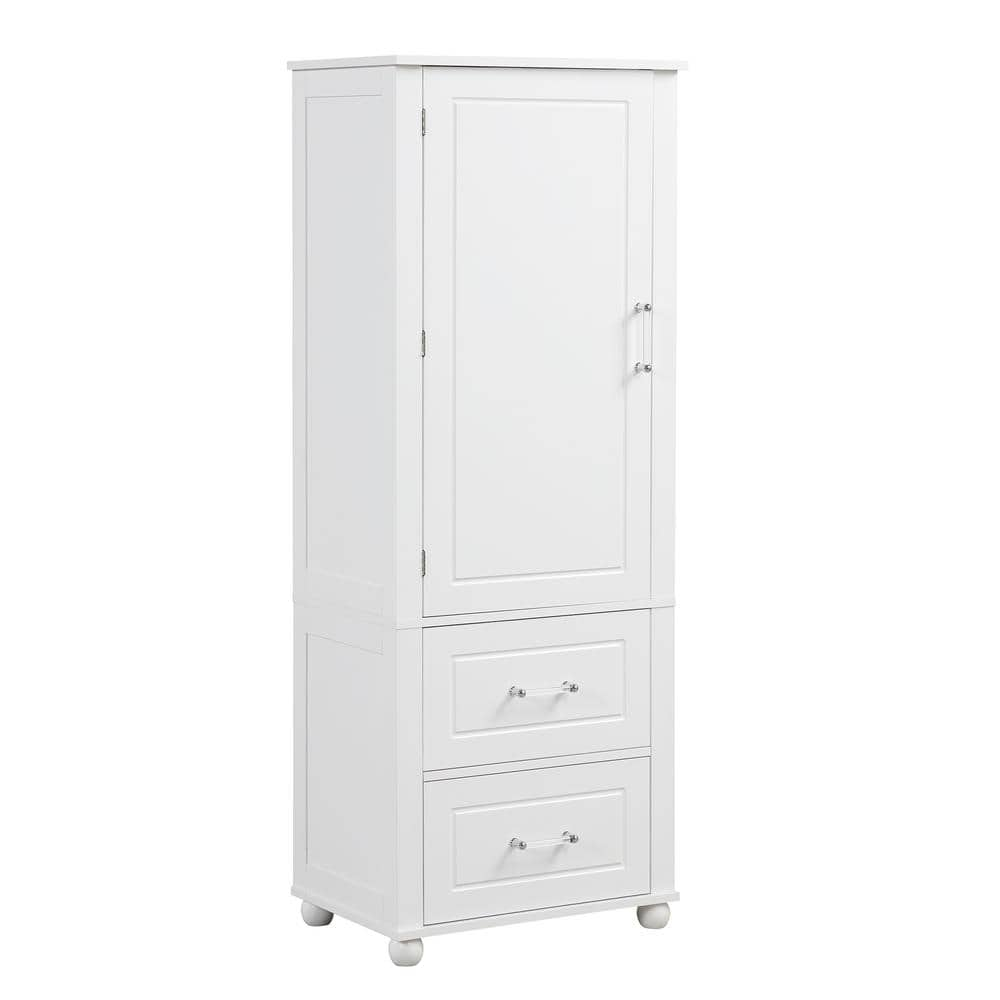 Tileon 23 in. W x 16 in. D x 61 in. H White MDF Freestanding Linen