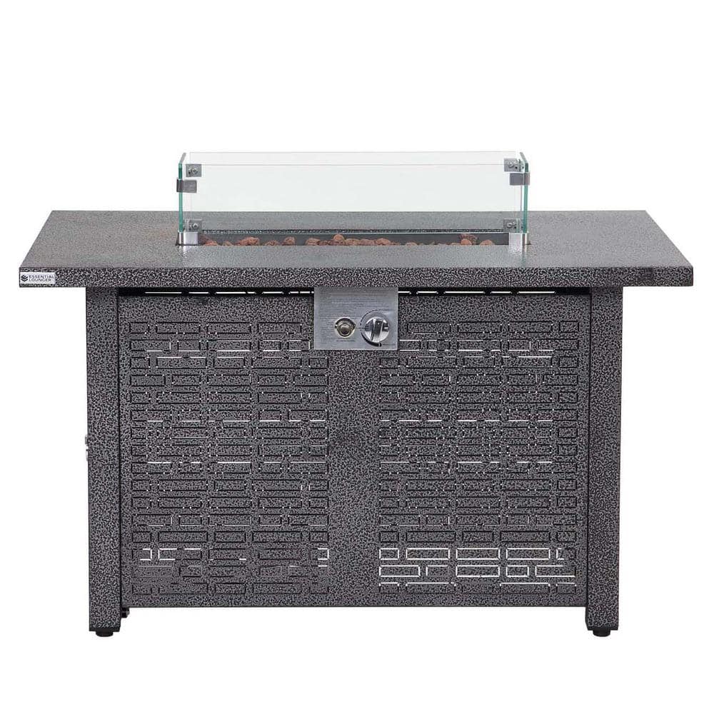 28 in. Gray Steel 50000 BTU Outdoor Fire Pit Table Propane Gas Fire Pit wit