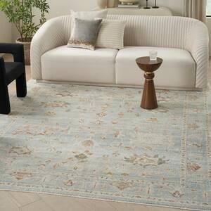 Oases Light Blue 10 ft. x 14 ft. Distressed Traditional Area Rug
