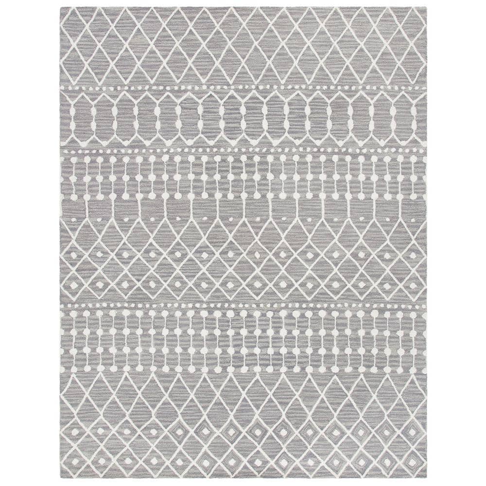 Handmade Gray Wool 8' x 10' Reversible Tufted Area Rug