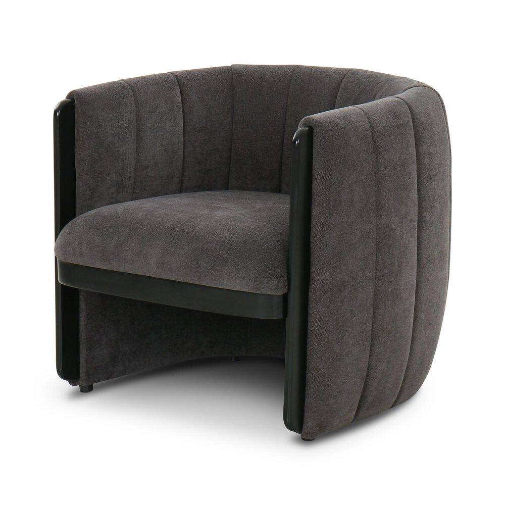 Dark Gray Polyester Upholstered Armchair with Wood Frame