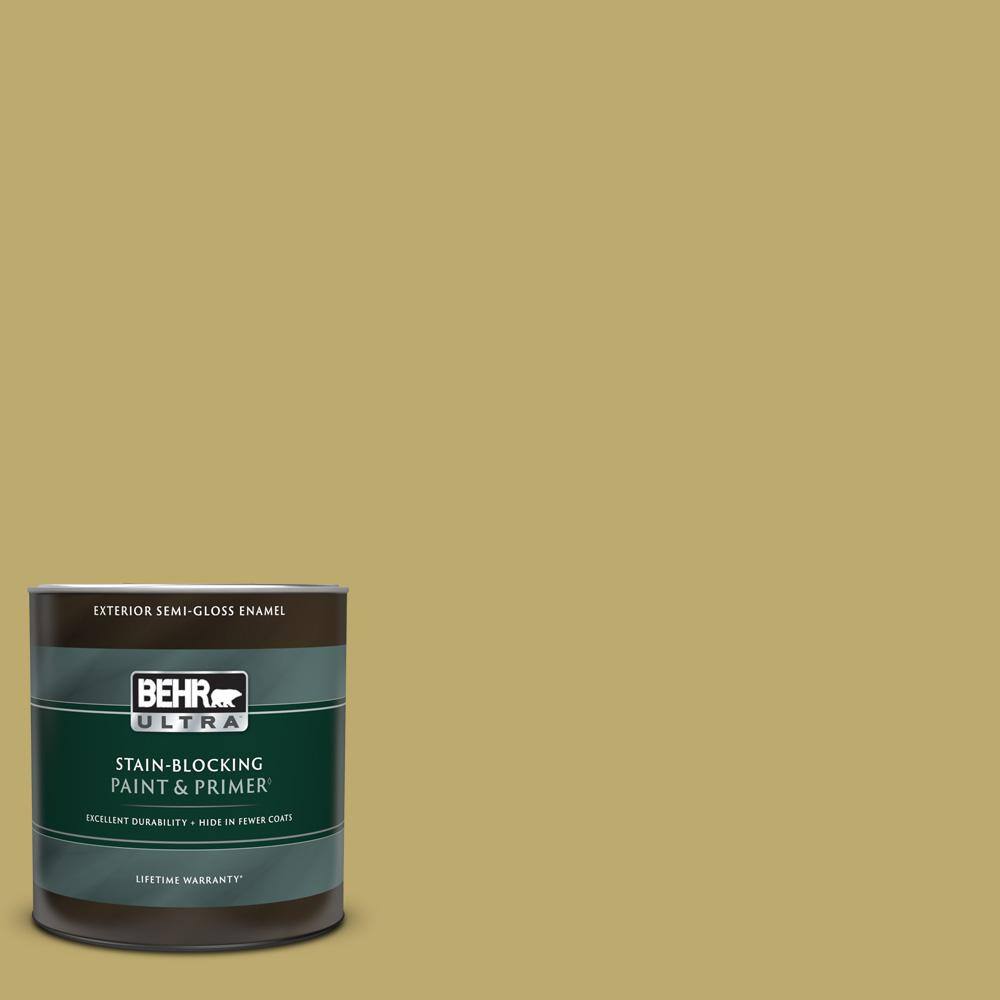 BEHR ULTRA 1 qt. 370F5 Coriander Seed SemiGloss Enamel Exterior Paint & Primer 585304 The