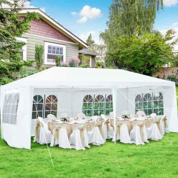 White 10' x 20' Outdoor Canopy Tent with Removable Walls