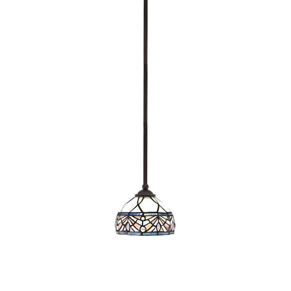 Unbranded Clevelend 100-Watt 1Light Brown Pendant Mini Pendant Light with Royal Merlot Art Glass Shade and Light Bulb Not Included