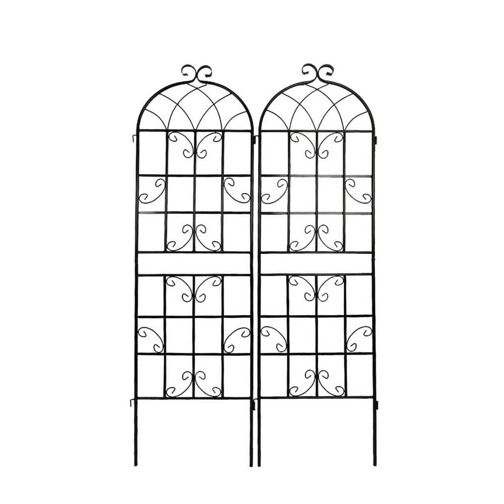 Sudzendf 71 in. Black Metal Garden Trellis Outdoor Flower Support (2