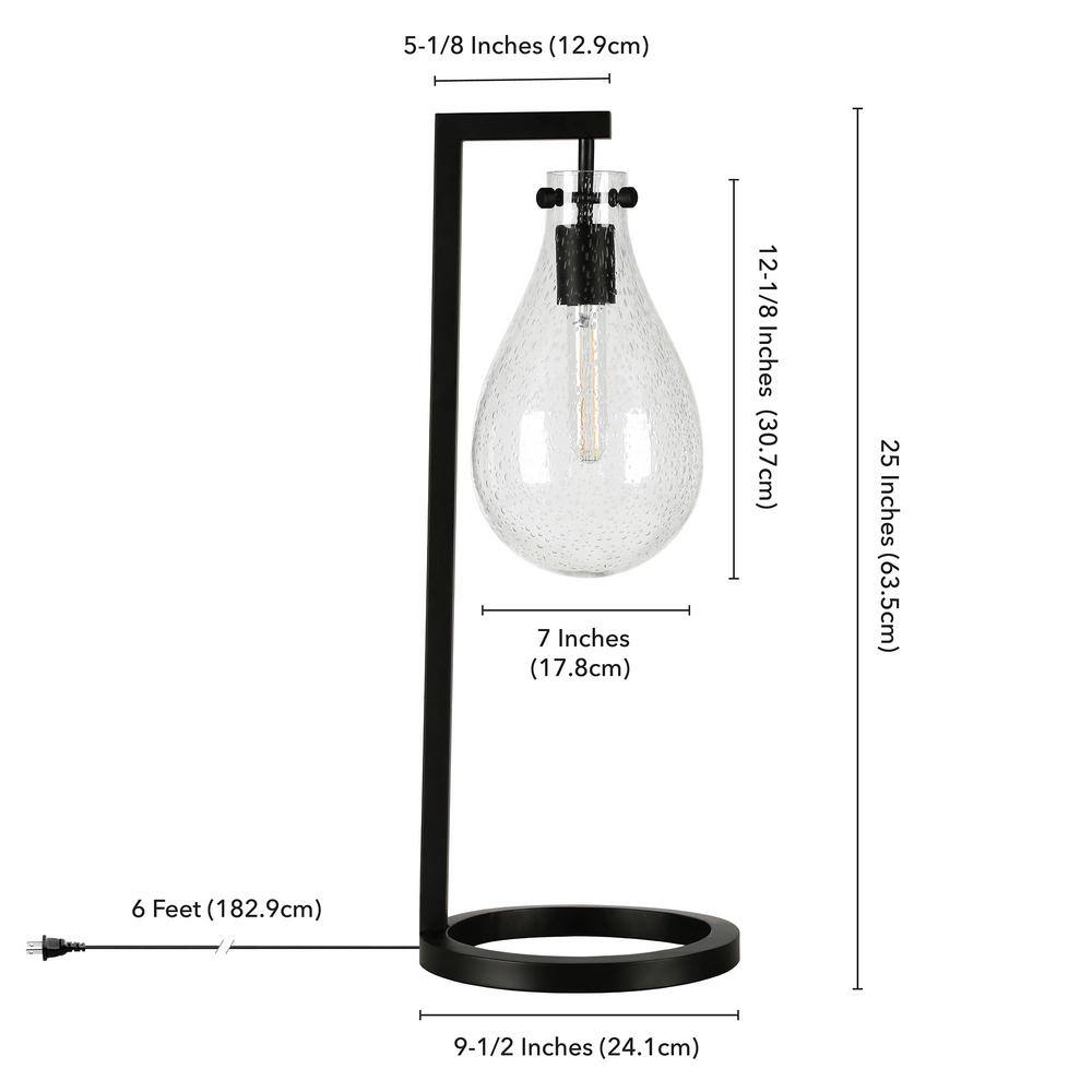 Weston 25" Blackened Bronze Seeded Glass Teardrop Table Lamp