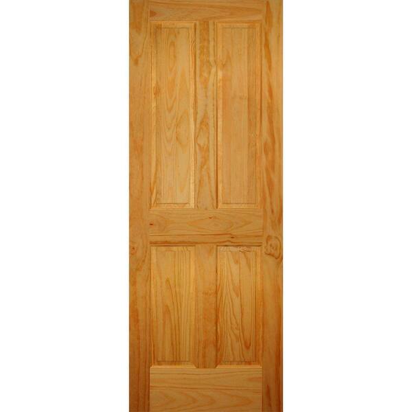 Builders Choice 28 in. x 80 in. 4-Panel Solid Core Unfinished Clear Pine Wood Interior Door Slab