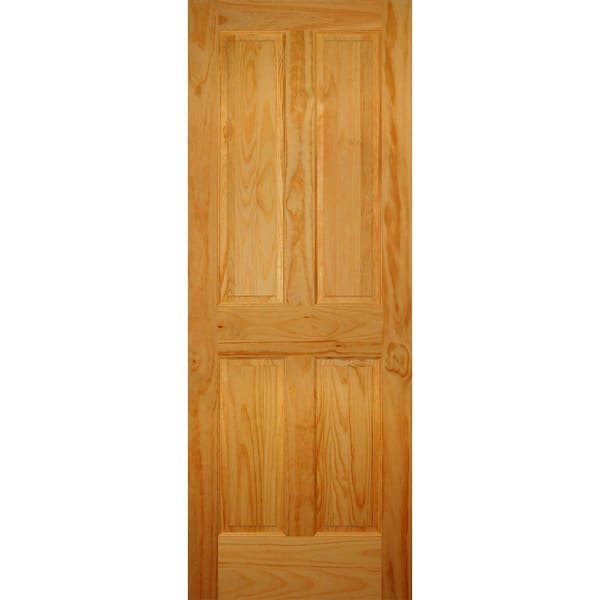 Builders Choice 32 in. x 80 in. 4-Panel Solid Core Unfinished Clear Pine Wood Interior Door Slab