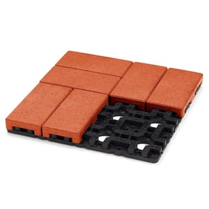 Pavers with Grid 16 in. x 16 in. x 1.75 in. Square Red Rock Rubber Kit Pavers (1-Piece/1.78 sq. ft. )