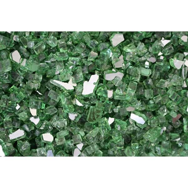 Hiland 10 lbs. Bag Reflective Fire Pit Fire Glass in Green RFGLASSGRN
