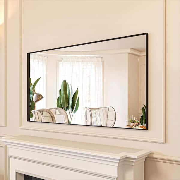 ORGANNICE 55 in. W x 30 in. H Black Aluminum Rectangle Framed Tempered Glass Wall-mounted Mirror