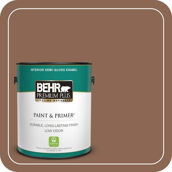 BEHR PREMIUM PLUS 1 gal. #PPU3-17 Clay Pot Semi-Gloss Enamel Low Odor Interior Paint & Primer
