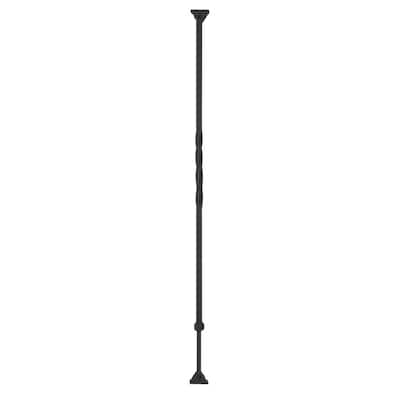 5/8 in. x 5/8 in. x 34 in. to 42 in. Satin Black Exterior Wrought Iron Twist Adjustable Baluster
