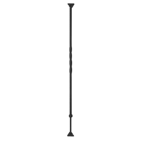 Ole Iron Slides 5/8 in. x 5/8 in. x 34 in. to 42 in. Satin Black Exterior Wrought Iron Twist Adjustable Baluster
